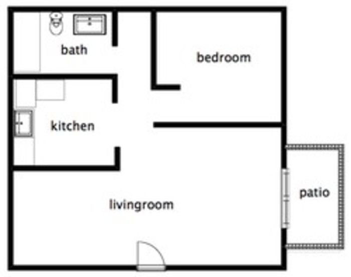 1x1 apartment floor map